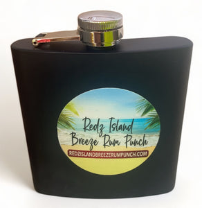 Redz Island Breeze Rum Punch Signature Stainless Steel Hip Flask (8 oz) With Funnel.