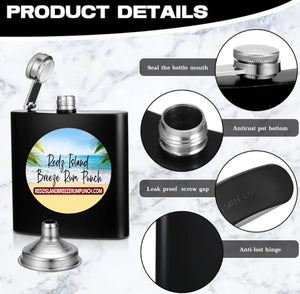 Redz Island Breeze Rum Punch Signature Stainless Steel Hip Flask (8 oz) With Funnel.