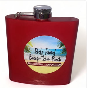 Redz Island Breeze Rum Punch Signature Stainless Steel Hip Flask (8 oz) With Funnel.