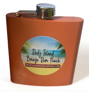 Redz Island Breeze Rum Punch Signature Stainless Steel Hip Flask (8 oz) With Funnel.