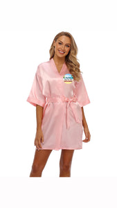 Redz Island Breeze Rum Punch Silky Short Robe Merch.