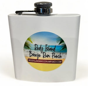 Redz Island Breeze Rum Punch Signature Stainless Steel Hip Flask (8 oz) With Funnel.
