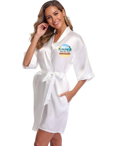 Redz Island Breeze Rum Punch Silky Short Robe Merch.