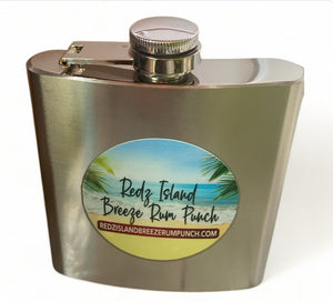 Redz Island Breeze Rum Punch Signature Stainless Steel Hip Flask (8 oz) With Funnel.