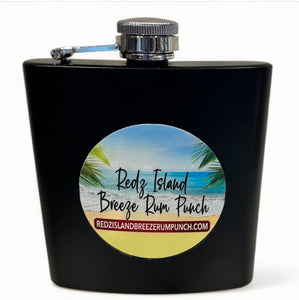 Redz Island Breeze Rum Punch Signature Stainless Steel Hip Flask (8 oz) With Funnel.
